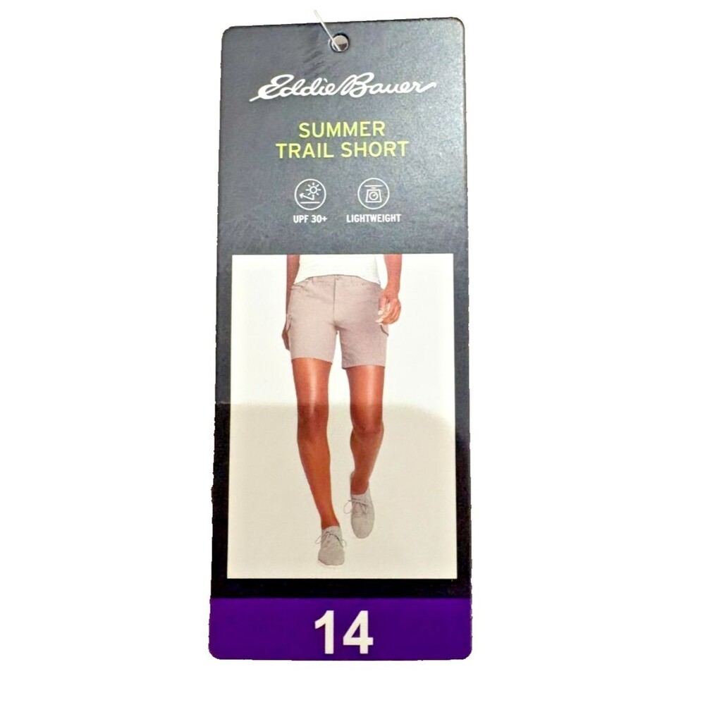 Eddie Bauer Shorts Women’s Size 14 Summer Trail Khaki Nylon Blend 5 Pocket NWT - Picture 5 of 11